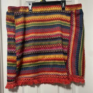 SHEIN Curve - Colourful Fringe Hem Midi Skirt (4XL)